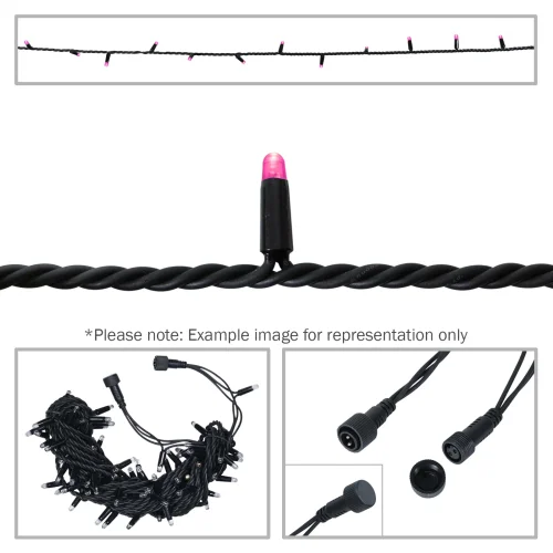 Elumen8 Pink LED Fairy Lights Black Cable Dimmable 10m Linkable